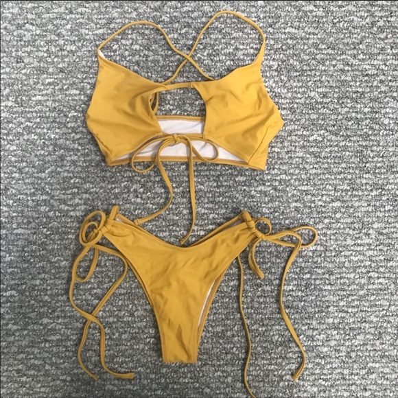 Mustard Yellow High Leg Bikini - Picture 3 of 4